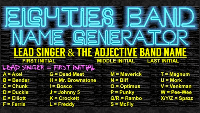 Eighties Rock Band Name Generator 🎸