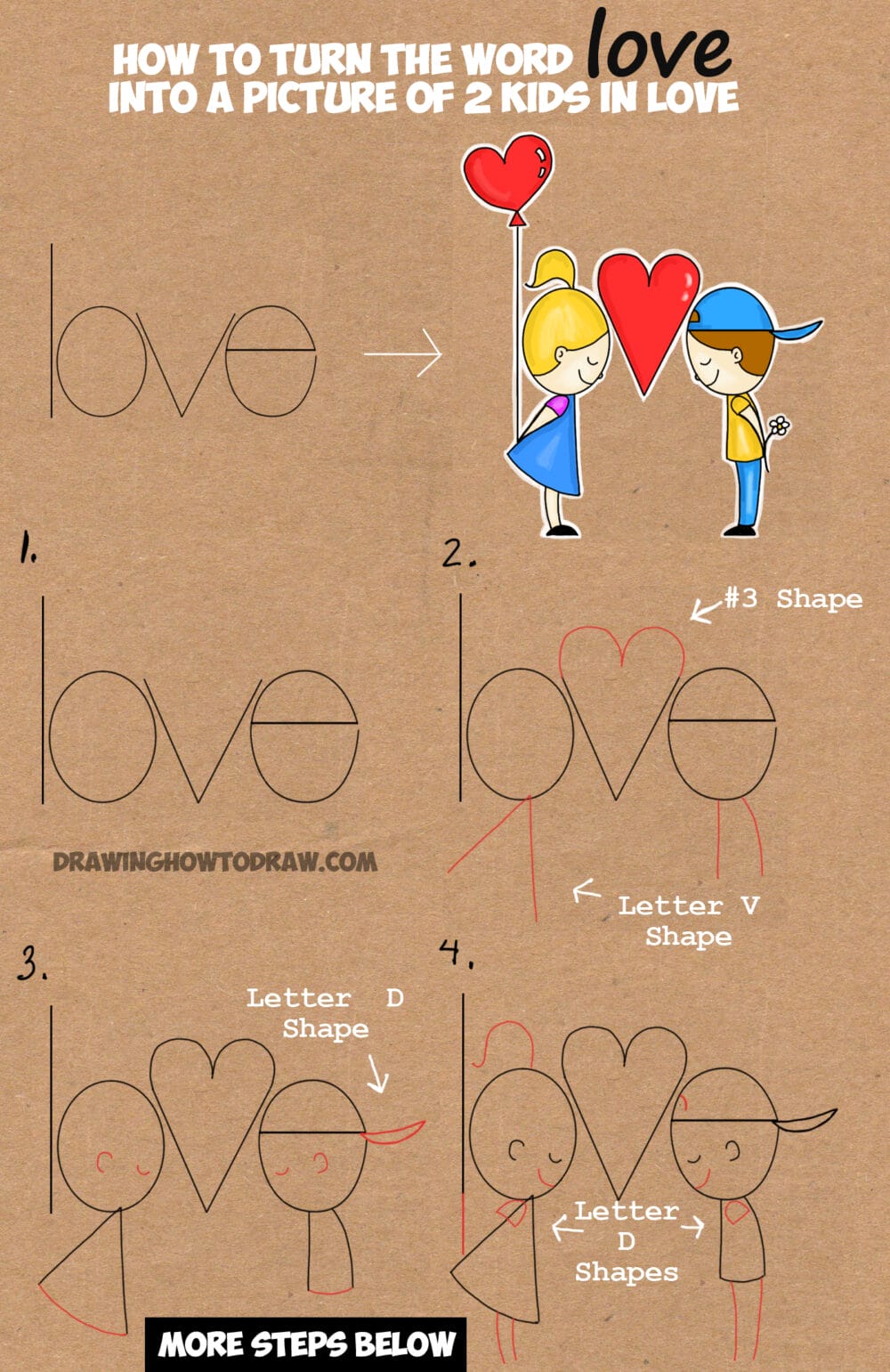 howtodraw-cartoon-boy-girl-in-love-from-word-love draw pictures from words