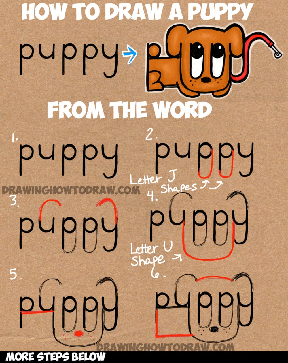 howtodraw-cartoon-puppy-from-word-puppy words into drawings