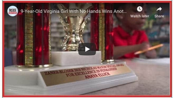 Girl Wins Penmanship Award
