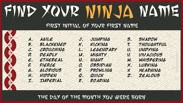 Free Printable Ninja Name Generator 🥷