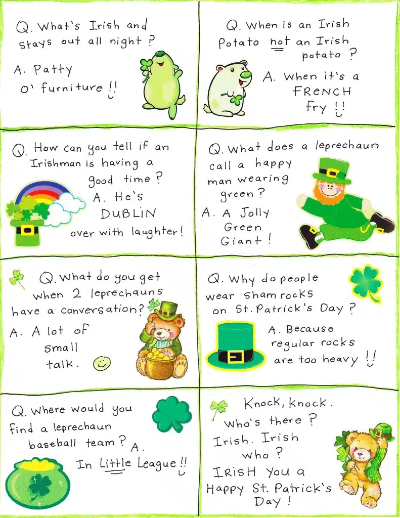 St-Patricks-Day-Lunch-Notes Printable Fall Lunch Box notes for kids/