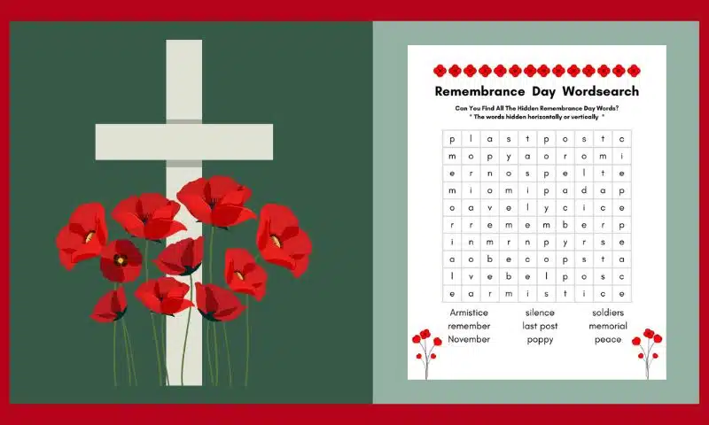 Free Printable Poppy Day Word Search