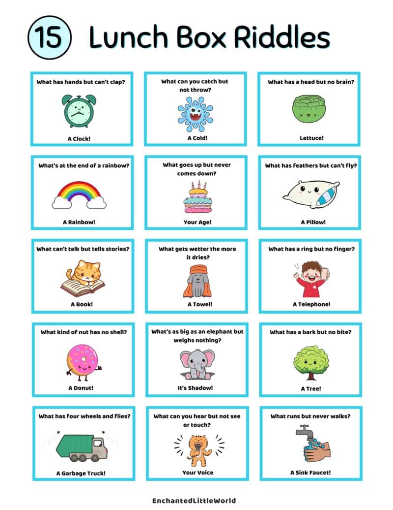 Free Printable Lunch Box Riddles • Enchanted Little World