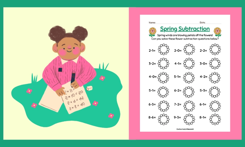 Free Printable Spring Subtraction