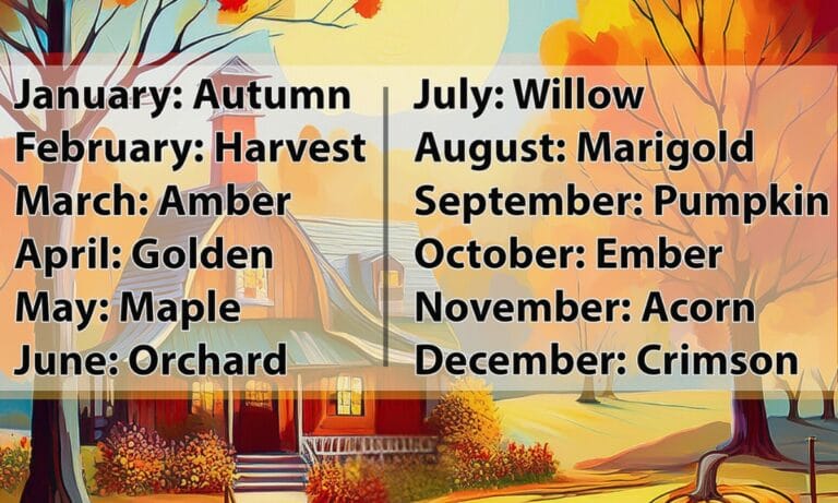 Free Printable Harvest Name Generator