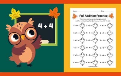 Free Printable Fall Addition Math Worksheet