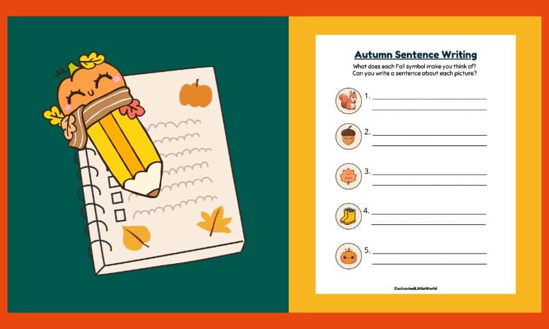 Free Printable Fall Sentence Writing Worksheet