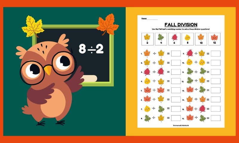 Free Printable Fall Division Math Worksheet