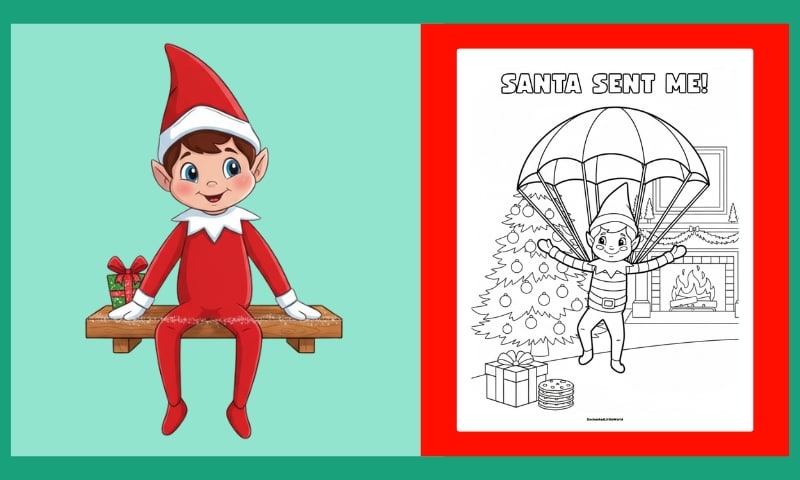 Free Elf On The Shelf Arrival Coloring Page 2
