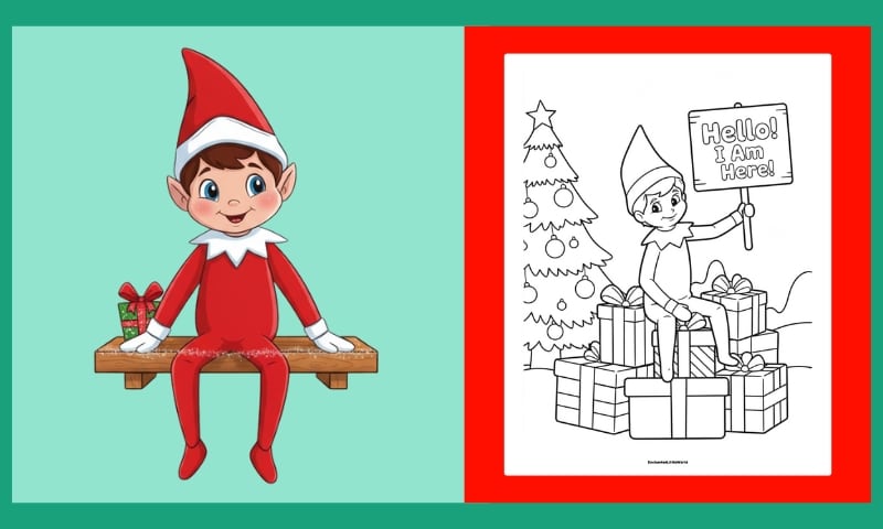 Free Elf On The Shelf Arrival Coloring Page 3