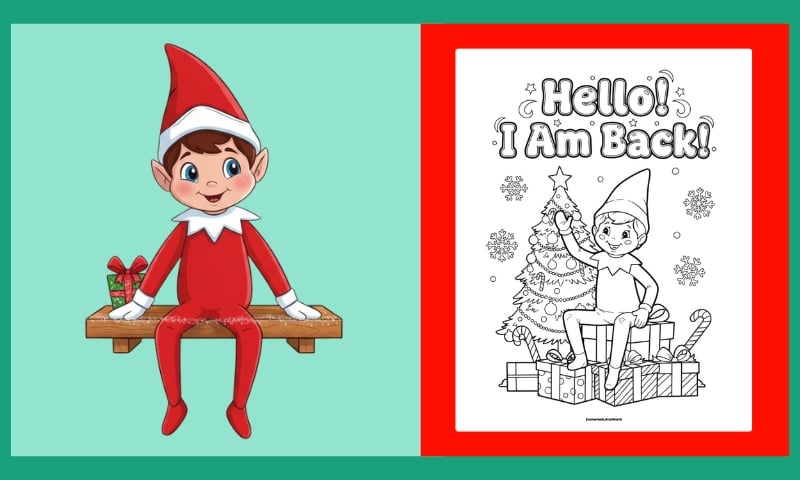 Free Elf On The Shelf Arrival Coloring Page 4