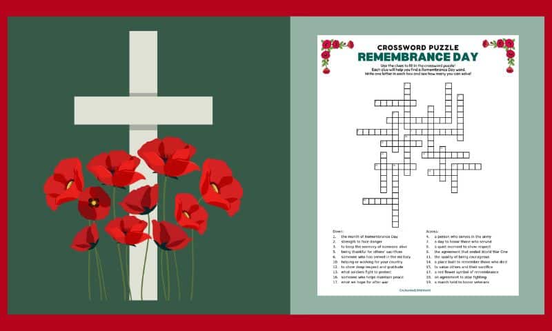 Free Printable Poppy Day Crossword