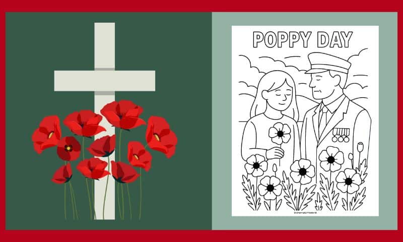 Free Printable Poppy Day Colouring #1