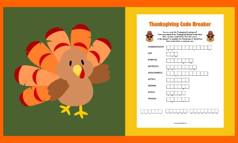 Free Thanksgiving Code Breaker Puzzle Activity