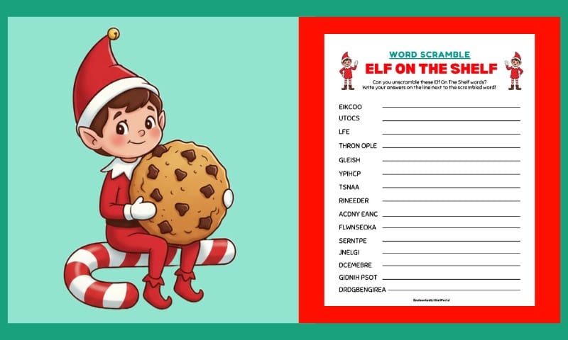 Free Elf On The Shelf Word Scramble