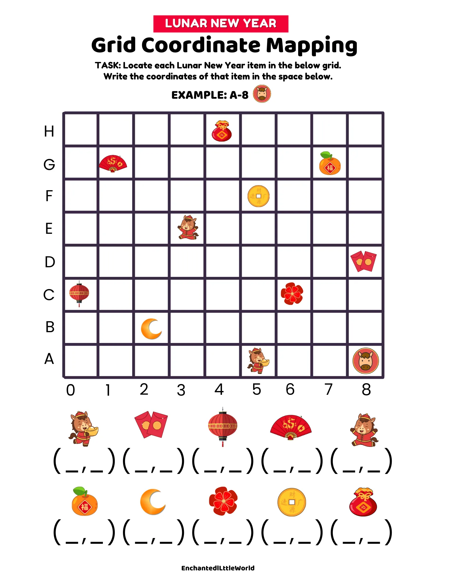 free-printable-Lunar-New-Year-worksheet-STEM-activty Free printable Lunar New Year word tracing worksheet for kids featuring a festive 2026 Year of the Horse theme. This handwriting activity includes 14 themed vocabulary words for children to trace, such as "golden dragon," "lantern," "dumplings," and "red envelope," each presented in a clear, dotted font to support fine motor skills. Downloading this high-resolution PDF is fast and simple, providing an easy, high-quality literacy resource for classroom centers or homeschool morning rhythms during the Lunar New Year season.