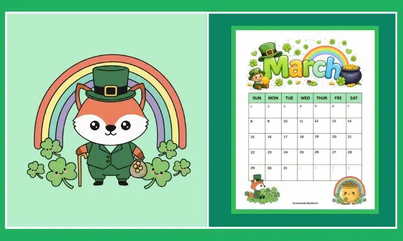 Free Printable Blank March 2026 Calendar for Kids